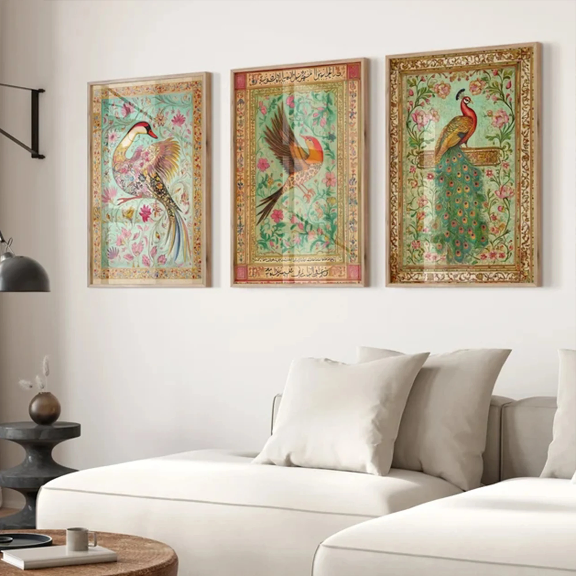 3pcs Retro Ornate Spiritual Pattern Peacock Wall Art Print Canvas Painting Poster Picture For Living Room,Bedroom Home Decor