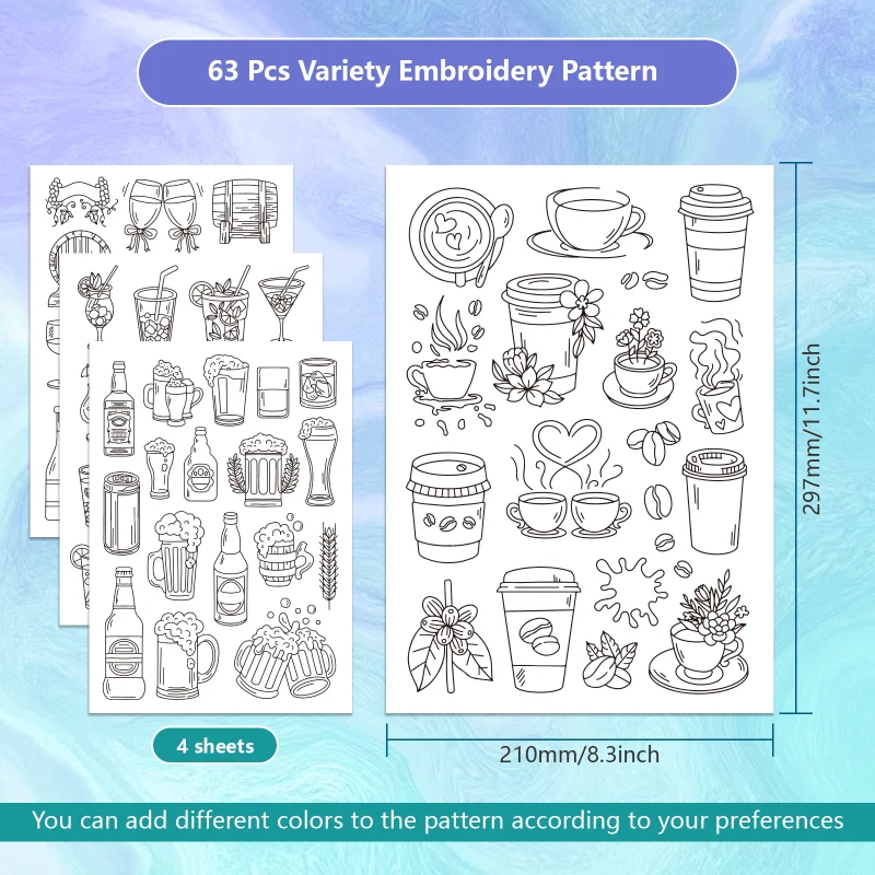 4 Sheets Coffee Cup and Flower - Water Soluble Stabilizer 评论和价格