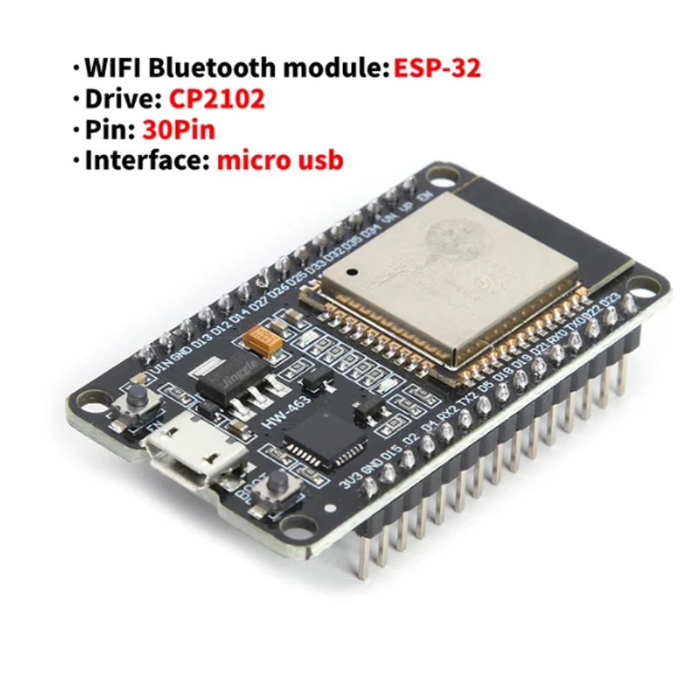 ESP32-Entwicklungsplatine, WiFi + Bluetooth-Modul, extrem geringer Stromverbrauch, Dual-Core-NodeMCU-32S ESP32-WROOM-32D 32U 30Pin-Platine