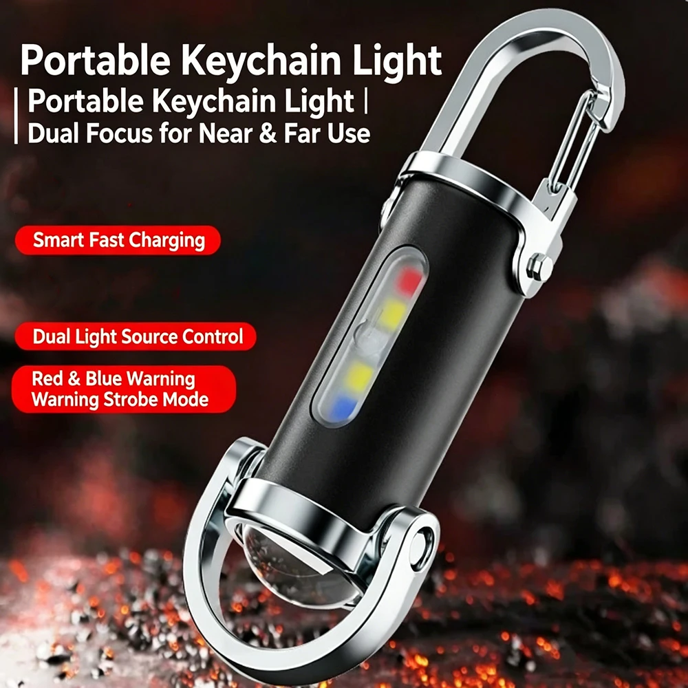 

Mini Keychain Flashlight Rechargeable Pocket COB Working Light Emergency Warning Light for Outdoor Hook Camping Walking Hiking