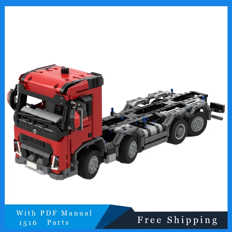 

1516PCS MOC Building Block Red Truck Trailer Model Bricks Assemble Toy Technology Transport Car Birthday Present Children's Gift