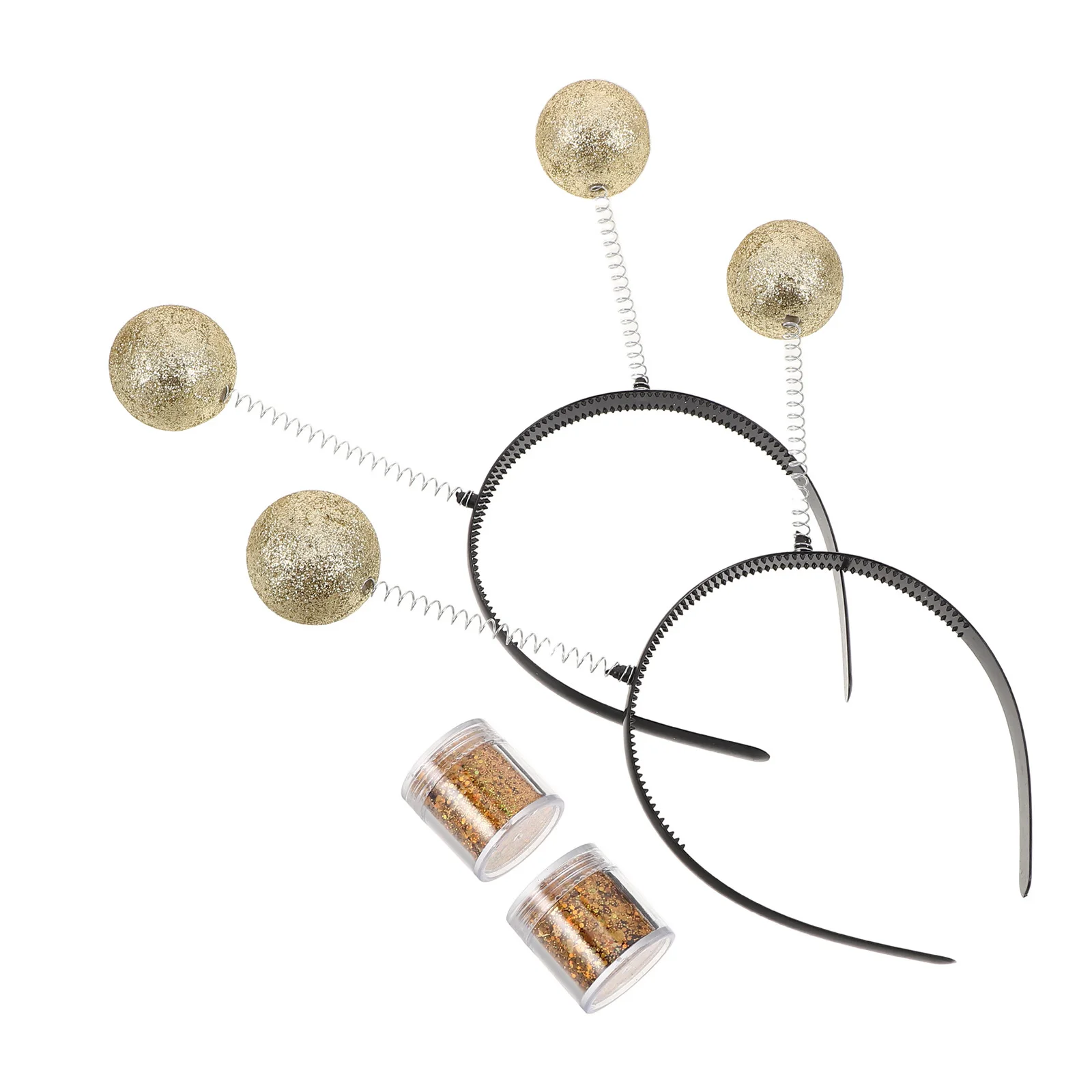 2 Zestawy Błyszczących Marsjańskich Opasek na Głowę z Elastycznymi Antenami, Brokatowe Kulki, Akcesoria Kostiumowe dla Dorosłych i Dzieci na Halloween, Imprezę Cosplay