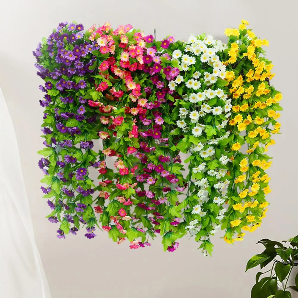 

2Pcs Artificial Hanging Flowers Vines with Eucalyptus Leaves Realistic Looking Fake Plants UV Resistant Simulation Flowers