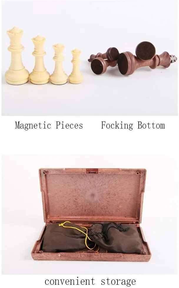 مجموعة شطرنج مغناطيسية قابلة للطي، مقاس 11 × 9.64 بوصة، لعبة سفر محمولة مع أكياس تخزين للأطفال والكبار