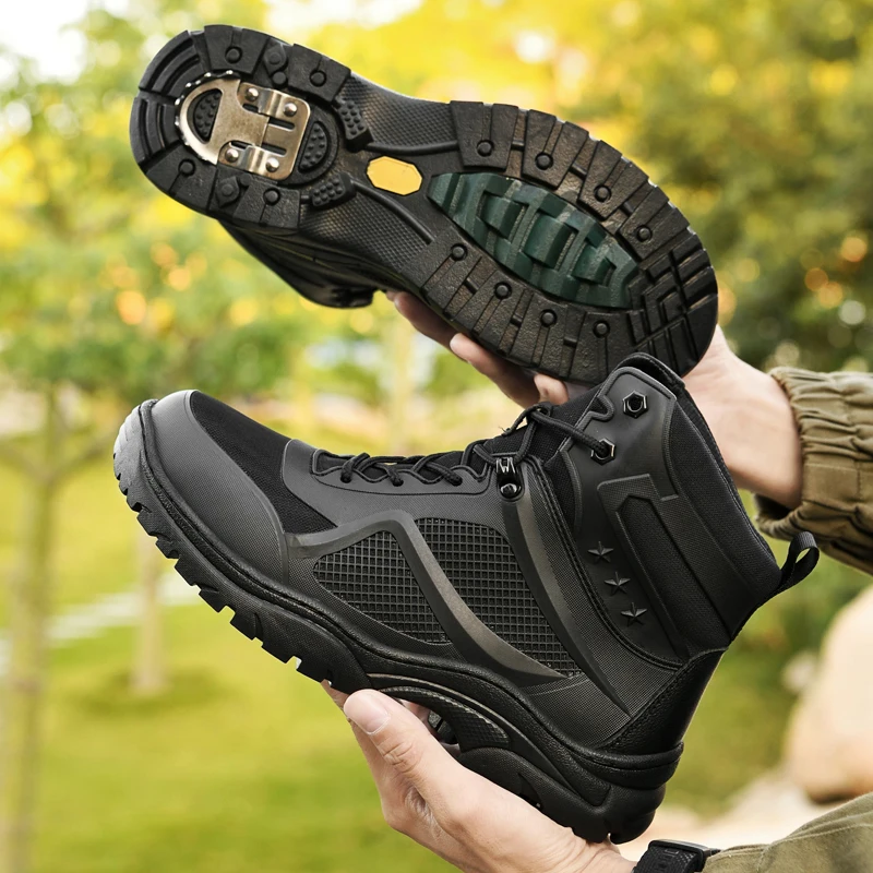 Outdoor Man Hiking Elevator Boots  Ankle Height Increase Shoes for Men Insole 6CM Taller