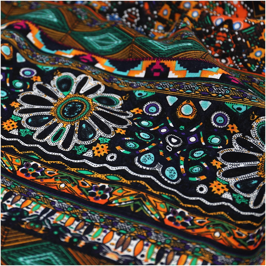 Ethnic Printed Pure Cotton Fabric For Making Clohtes Appareal Bohemian Decoration Cloth