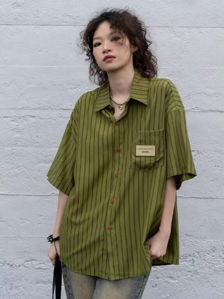 3 Colors Shirts Women College Retro Half Sleeve Tops All-match Fashion Ulzzang Unisex Holiday Outerwear Popular Summer Soft New