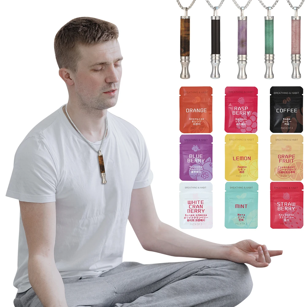 قلادة التنفس مع مرشحات النكهة قلادة اليقظة الذهنية الإقلاع عن التدخين التأمل المعلقات الروائح الناشر قلادة #2
