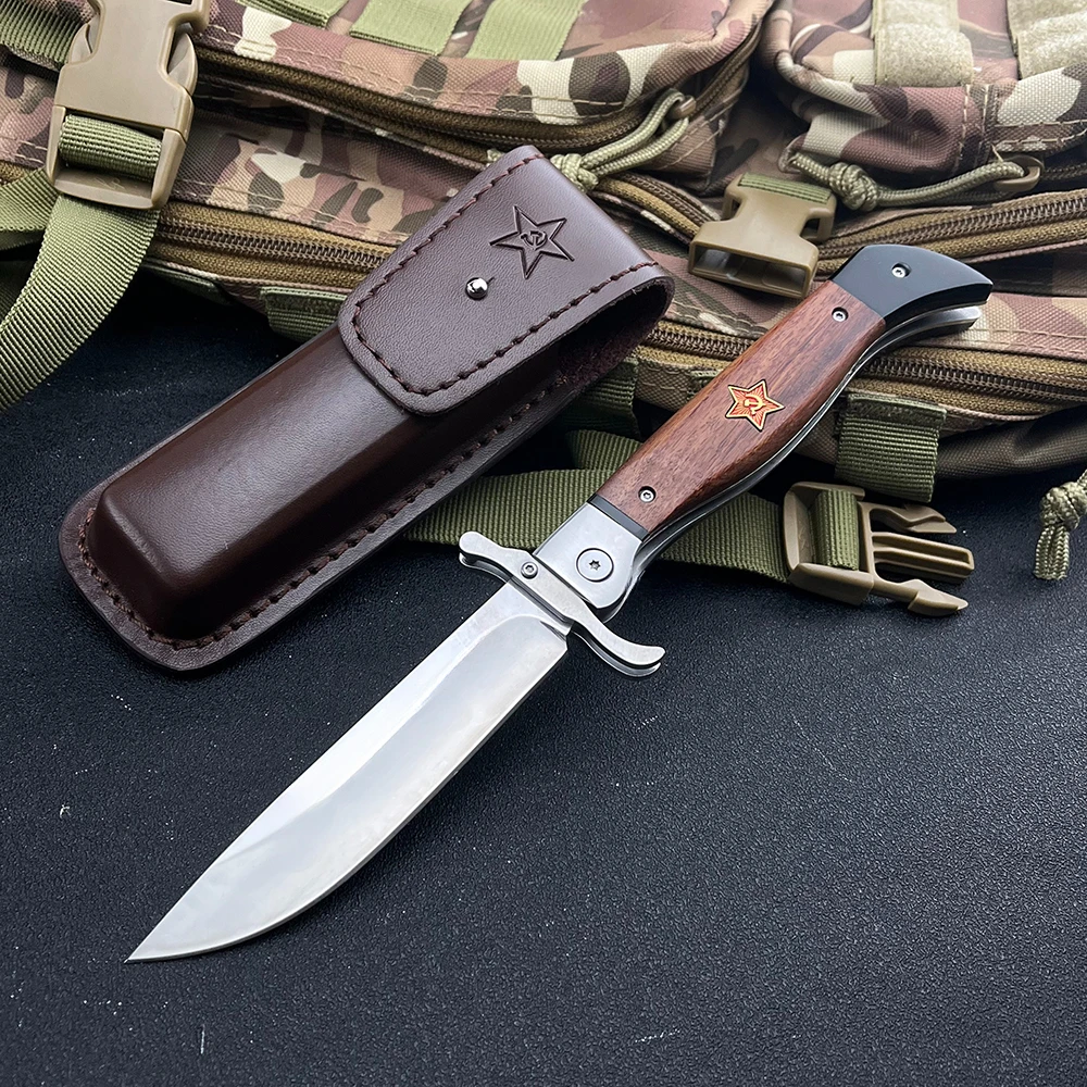 

Russian Finka NKVD 440C Tactical Folding Knife Military Pocket Knifes Self Defense Outdoor Adventure Knife with Durable Sheath