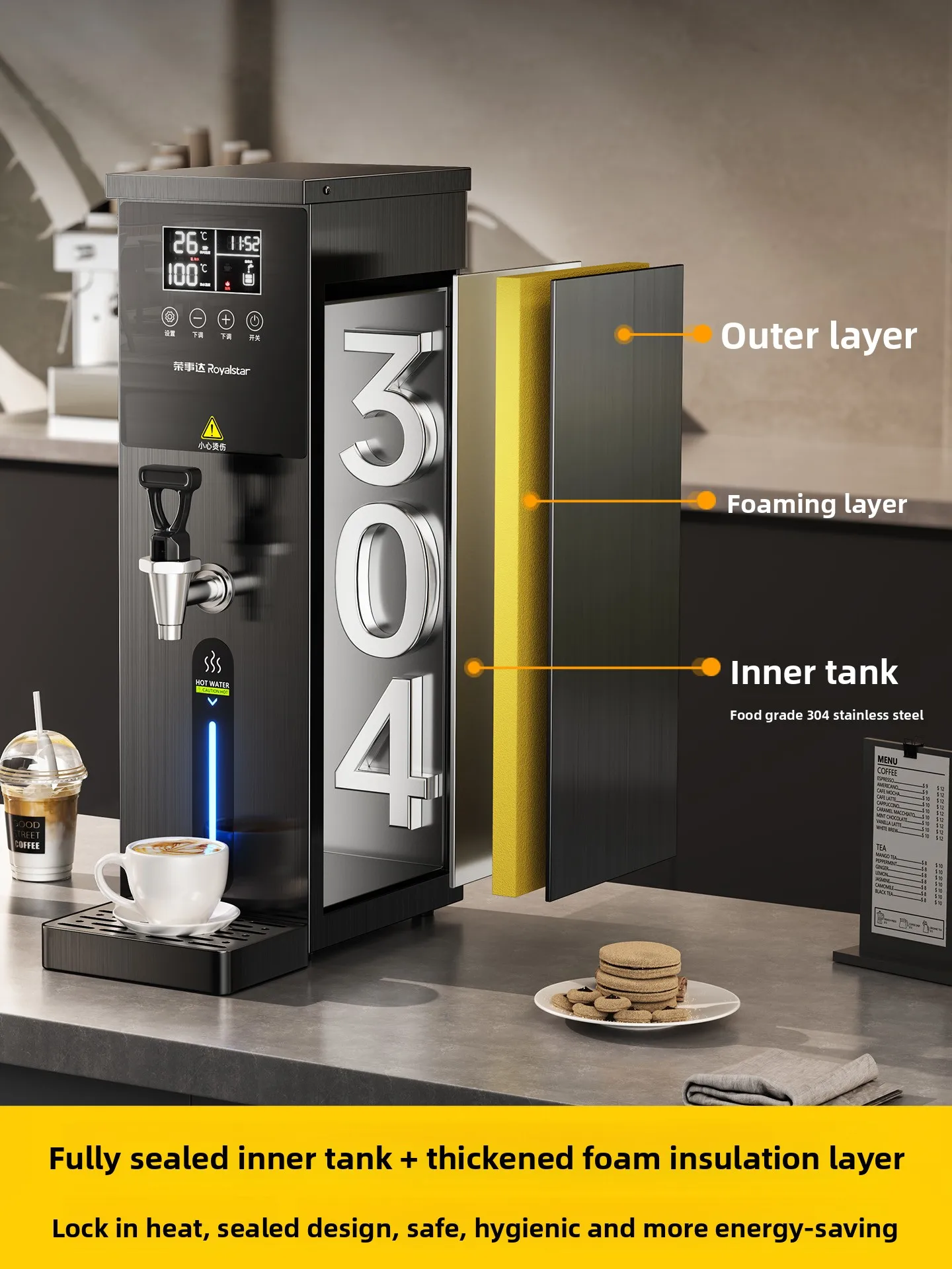 

Automatic step-by-step water heater, commercial water heater, electric bar boiling machine for milk tea shop