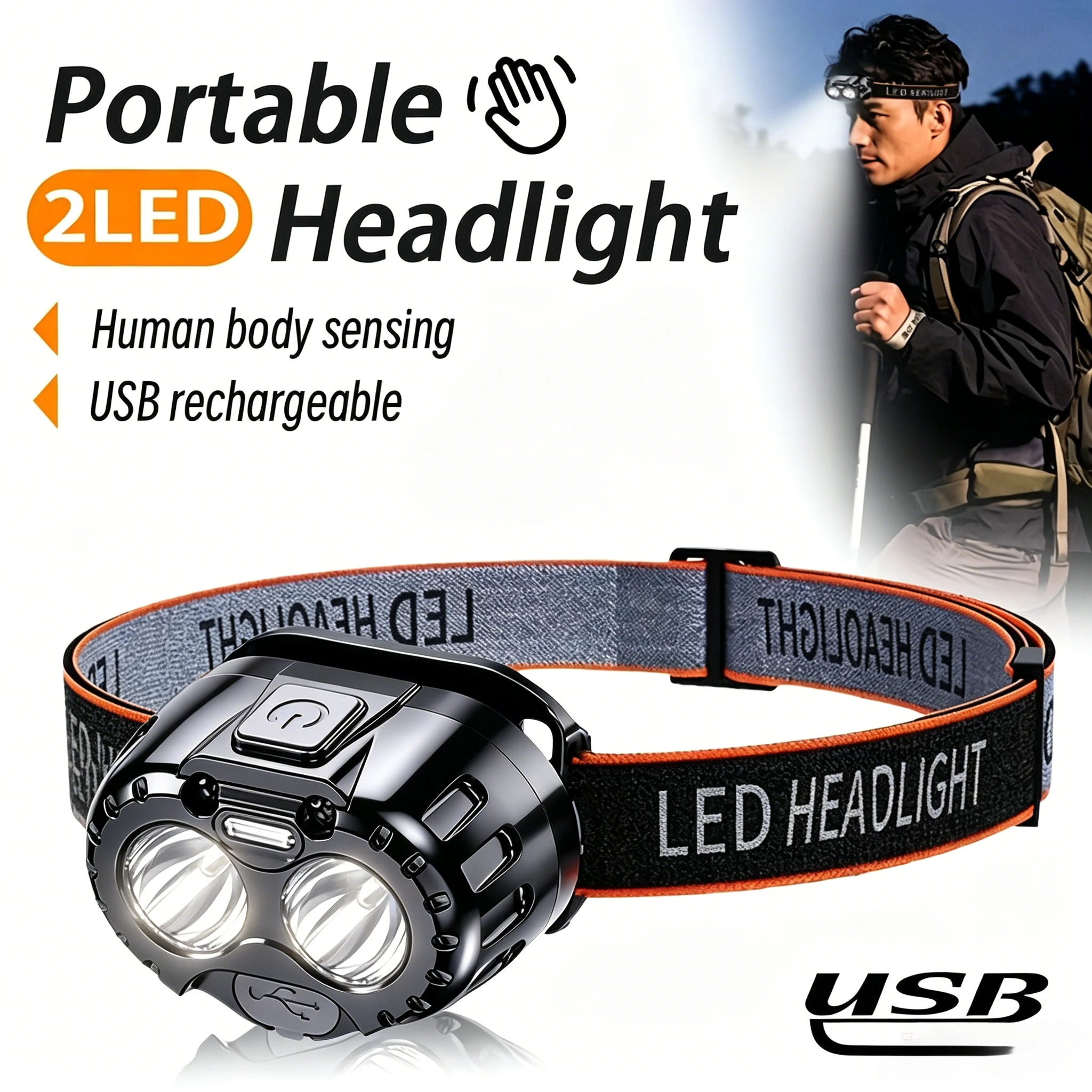 Powerful LED Headlamp IPX4 Waterproof Emergency Head Flashlight 350LM XPE LED Headlamp for Outdoor Fishing Camping Hiking