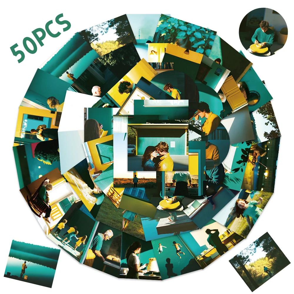 50 قطعة من ملصقات الصور الوثائقية للوقت الرئيسي للهاتف المحمول والكمبيوتر المحمول والثلاجة والجيتار وبطاقة الصور وملصقات ذكريات ممتعة #1