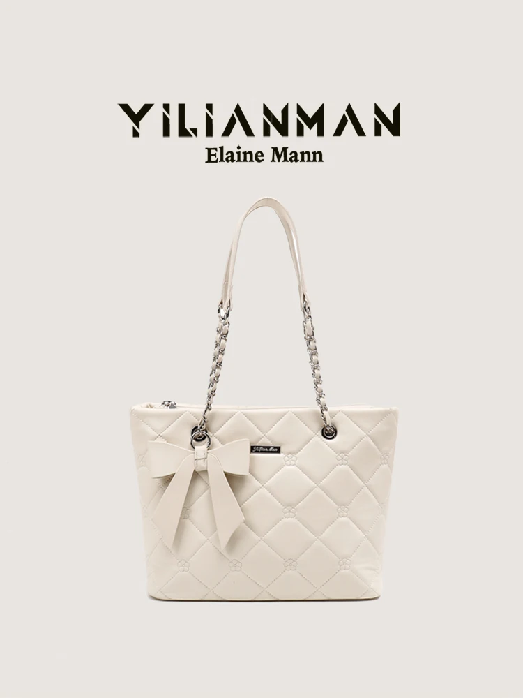 Elegant Commuter Women's Tote Bag with Chain Diamond Pattern Large Capacity  Knot Fashionable And Versatile Handbag