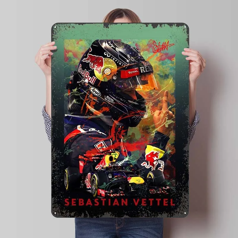 Sebastian Vettel Metal Poster F1 Sports Tinplate Sign Wand Deko Custom Metal Signs for Wall Art Decoration Home Decor Items Room