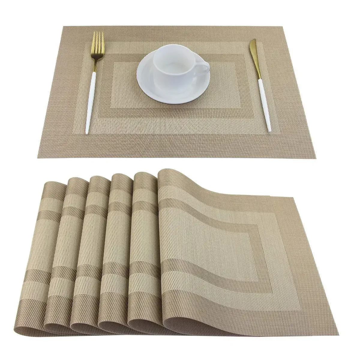 2 Pieces Tesla Pvc Double Frame Placemat Coasters Waterproof, Oil Resistant and Easy To Clean Bowl Mat Restaurant