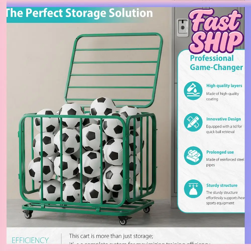 

Basketball Or Volleyball Storage Ball Cart with Wheels Basketball Storage Bin for Garage Club Or Gym