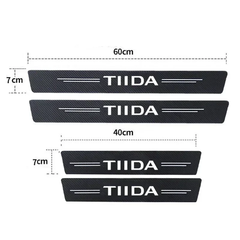 Car Decorative Decals for Nissan Tiida Badge Welcome Pedal Anti Scratching Strip Trunk Threshold Sill Protective Sticker Tape