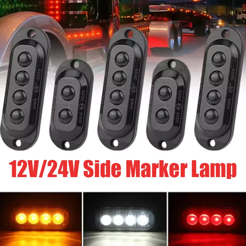 

12V 24V 2/4LED Truck Side Marker Light Grill Turn Signal Position Light Clearance Trailer Light For Van Pickup Lorry Bus Boat RV