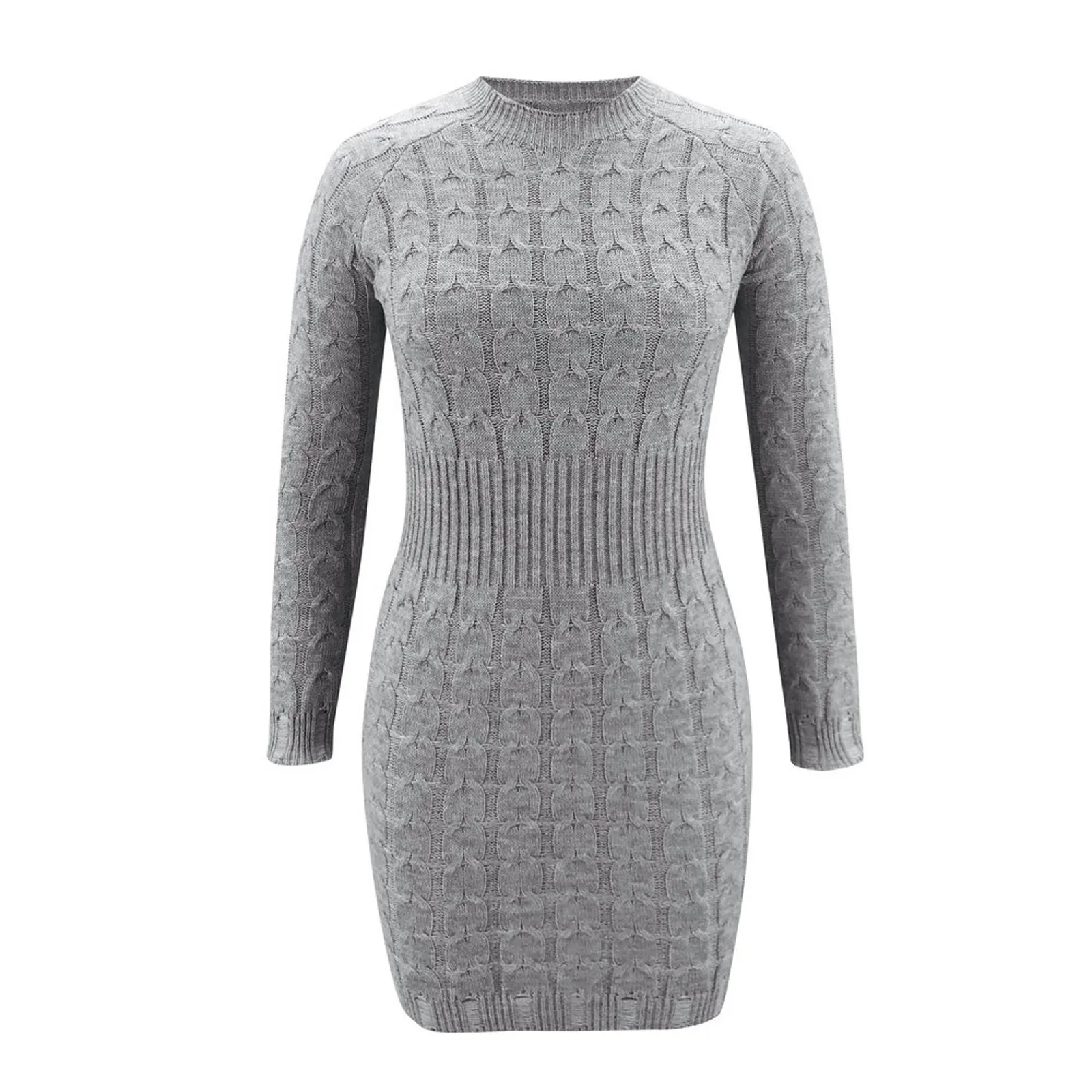 Elegant New Autumn Winter Sweater Dress Solid Color O Neck Long Sleeve Knitted Bodycon Mini Sweater Dress Female Knit Sexy Dress