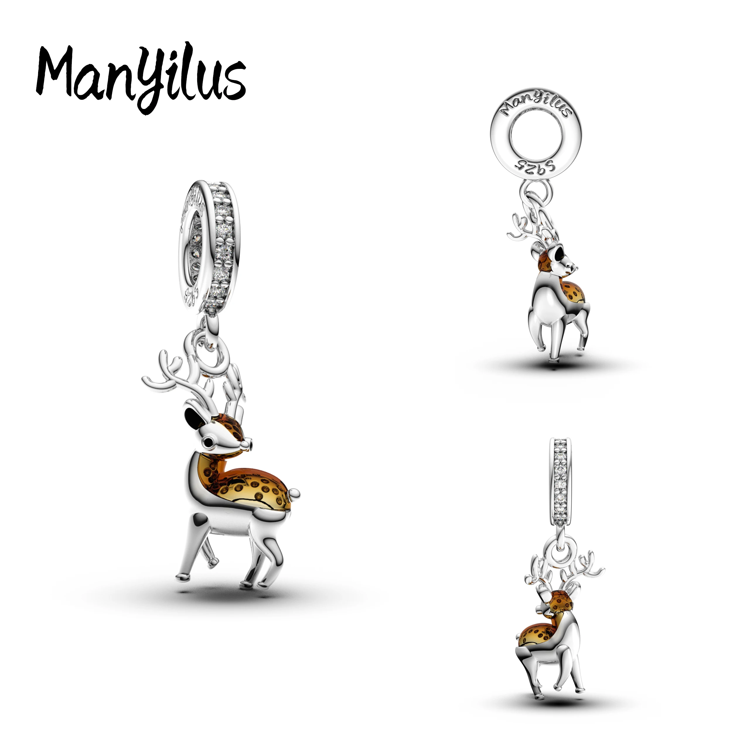 

Manyilus New 2025 Deer Charms S925 Sterling Silver Spanish Bear Beads For Bracelet 925 Original DIY Necklaces Jewelry Gift