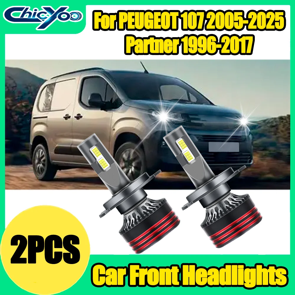 2X 6000K White H7 LED Car Headlights Plug and Play 150W 30000LM Auto Headlamps Bulbs For PEUGEOT 107 2005-2025 Partner 1996-2017