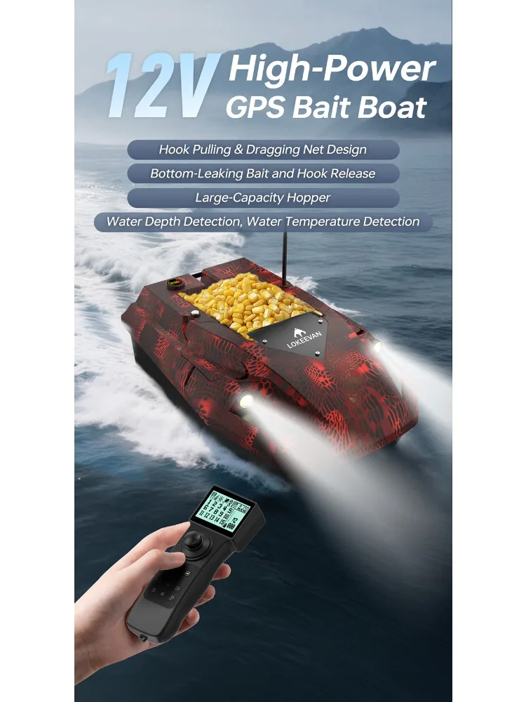 D50E GPS-Köderboot 15600 MAH*2, mit Sonarsonde – Wassertiefe und Temperatur, GPS + Beidou Dual-Positionierungssystem Angelboot