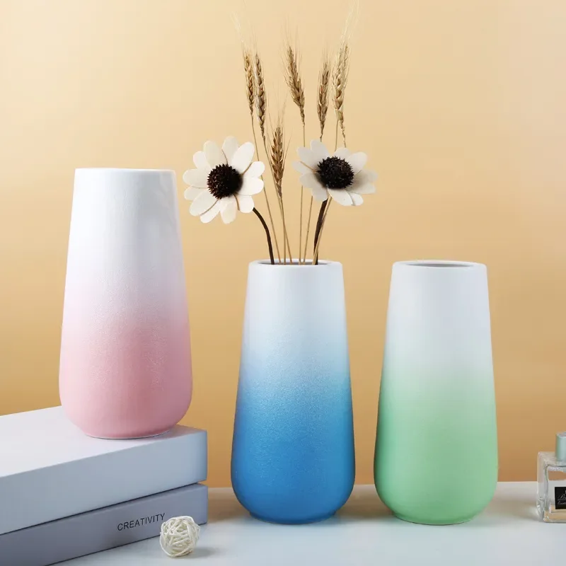 for New Chinese Style Simple White Ceramic Vase Dried Flower Home Arrangement Water Cultivator Light Luxury Living Room