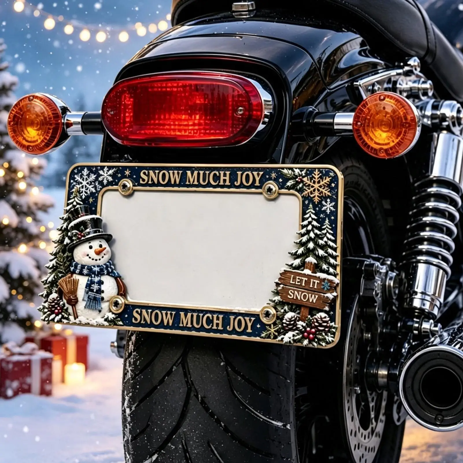 Motorcycle Plate Frame Christmas Metal Motorbike Supplies Motorbike Tag Cover Holder For Riders Collectors Modifiers Women Men