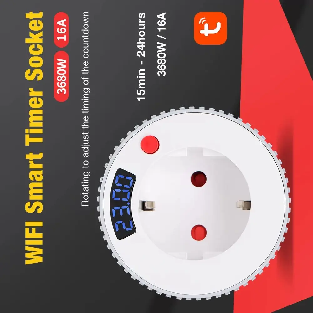 Tuya WiFi Smart Timer Socket 12/24 Hour Programmable Timing Switch EU Plug Outlet Kitchen Appliance Time Control Plug Smart Life