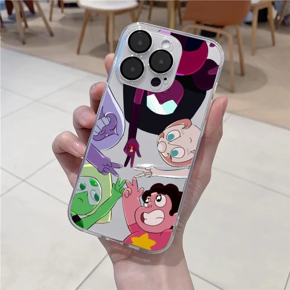 MINISO Cartoon Steven Universe Phone Case Transparent For Samsung Galaxy S23 S22 Ultra Plus Note 20 Ultra10 Plus A71 70 A52