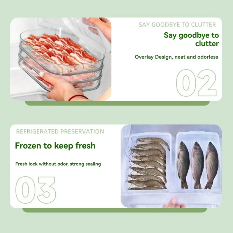 Lunch Meat Container For Refrigerator, 3 Layers Meat Container, Stackable Cold Cuts Storage Containers With Lid