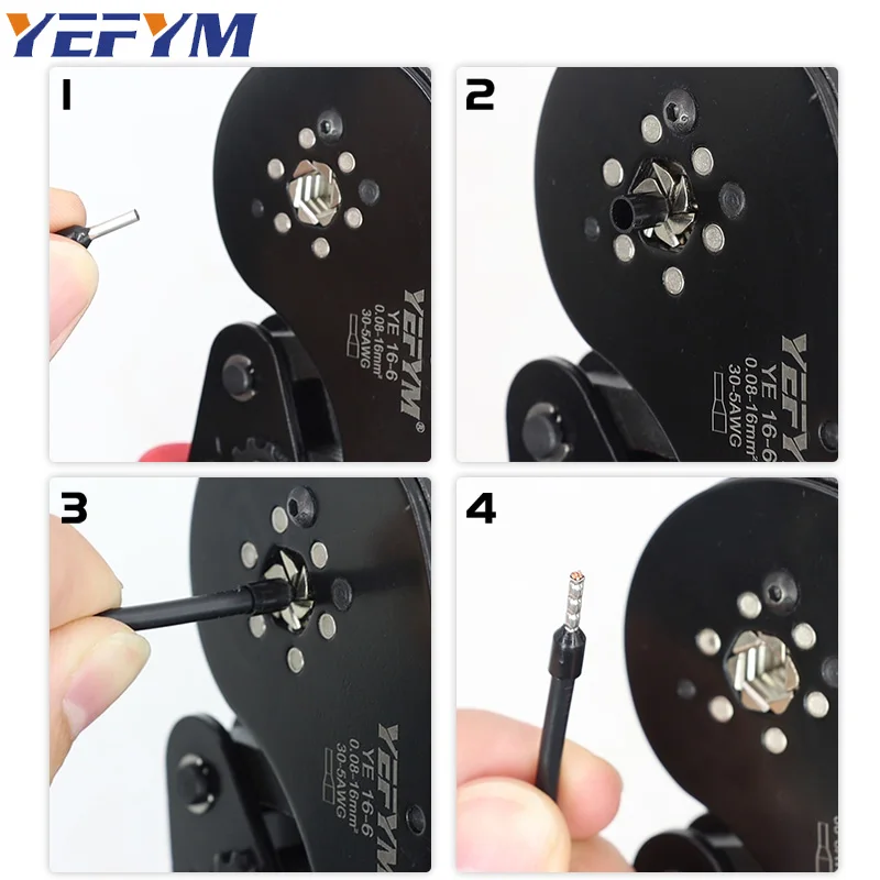 وصلات محطة الطويق كماشة العقص سداسية 16-6 0.08-16mm2/30-5AWG نطاق كبير السقاطة حجم YEFYM