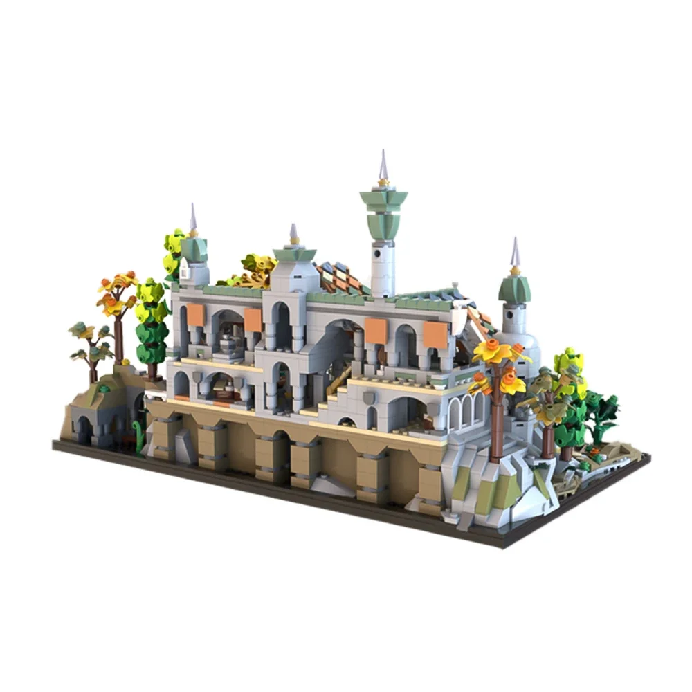 MOC-Medieval Architecture Building Blocks para Crianças, Cenas Clássicas, Modelo Rivarells, Brinquedo de Tijolos, Presente de Aniversário