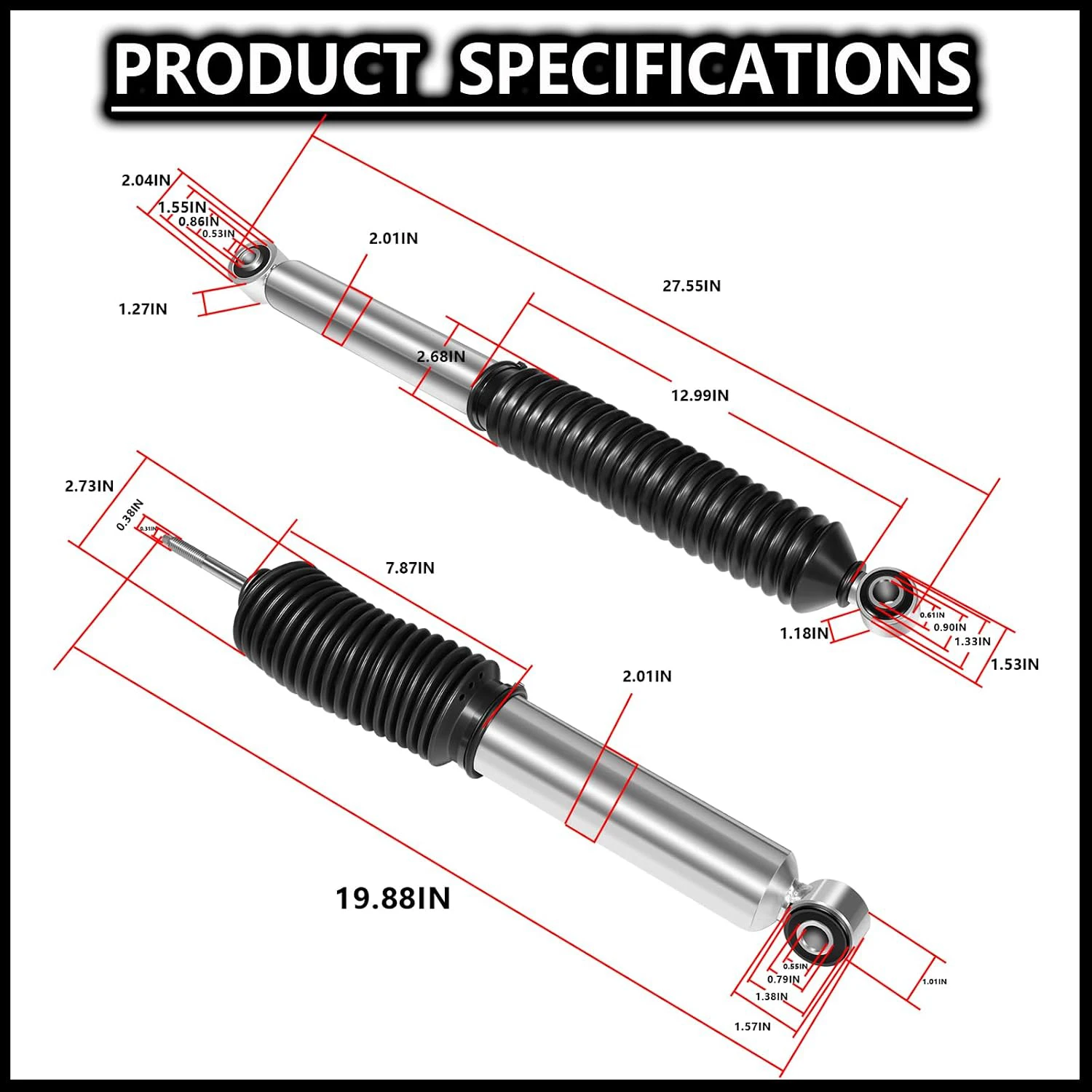 ANX Vorder- und Hintermonotube-Stoßdämpfer 5100 für Silverado Sierra 1500HD 2500 2500HD 3500 3500HD 1999-2010, ersetzt 24-186735 24-186742 – Detail 5