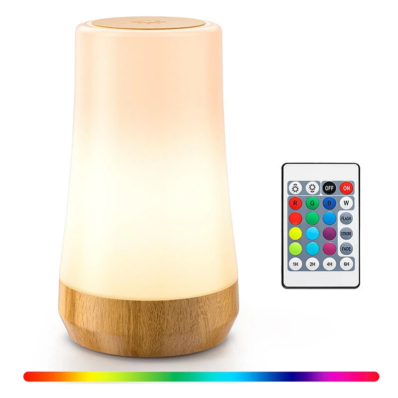Touch Control 13-Color Changing LED Night Light, Remote Dimmable Bedside Table Lamp for Bedroom, Reading & Camping Decor