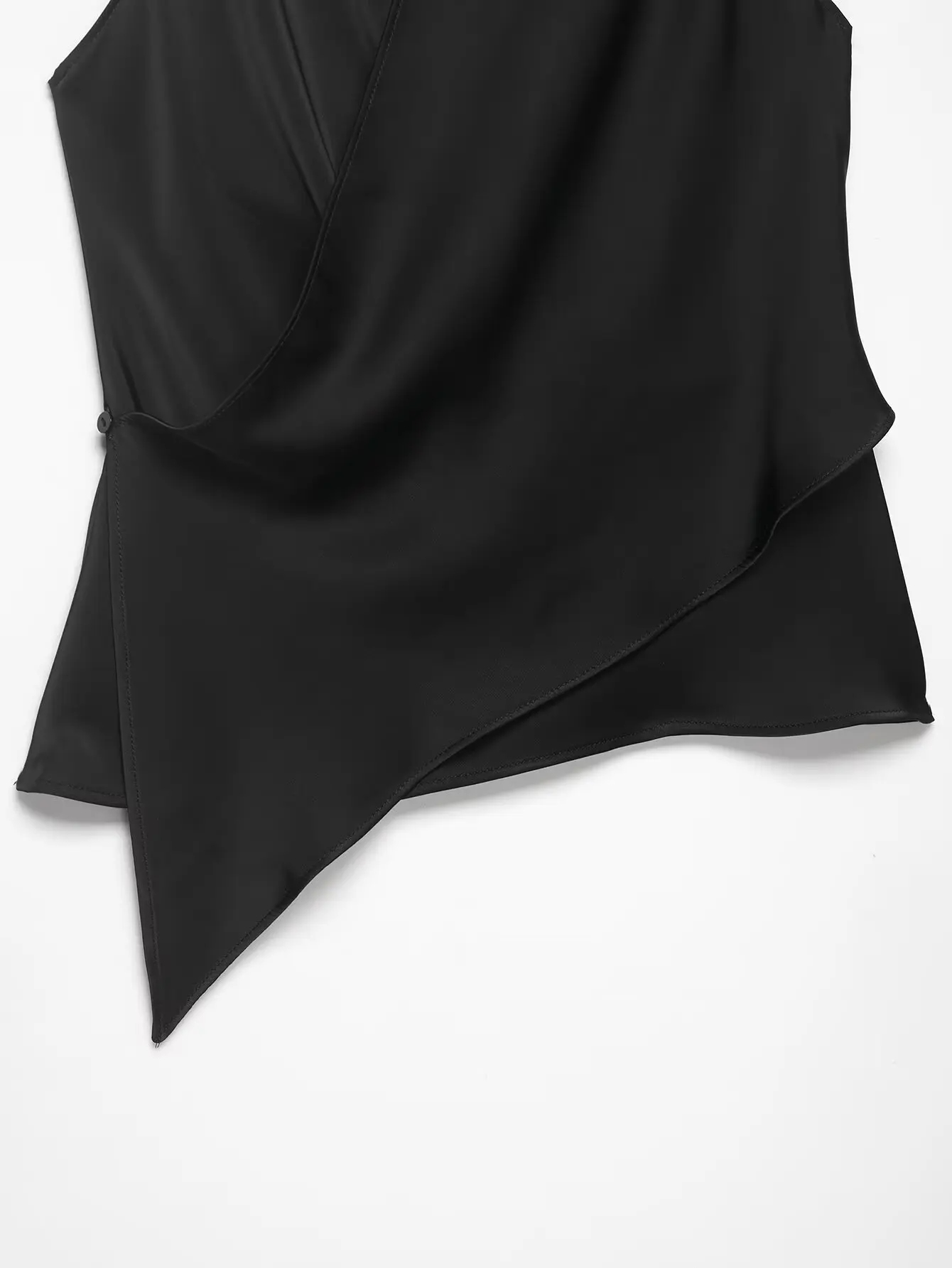 HH Damen Sommer Satin Neckholder-Top Damen Wickel-Bluse mit V-Ausschnitt und Rückenbindung Asymmetrische Bluse Niedliche Alltags- Urlaubs- und Geschäftskleidung – Detail 13