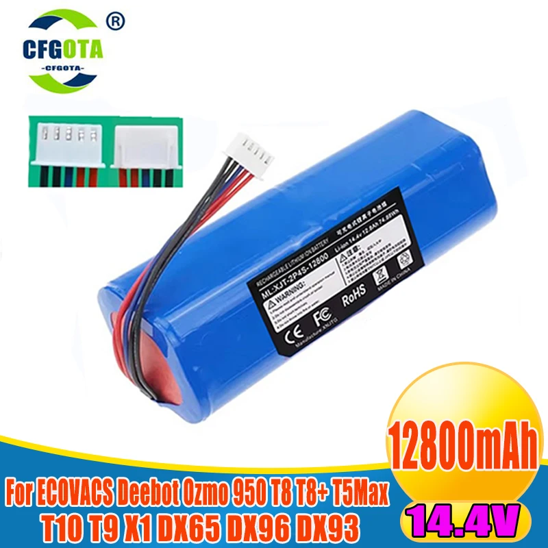 Battery Replacement 14.4V 6500mAh For ecovacs T5 T8 T9 T10 T20 DLX11 DLX13 DLN12 X1 X1omni X1 Deebot Ozmo Sweeping robot battery