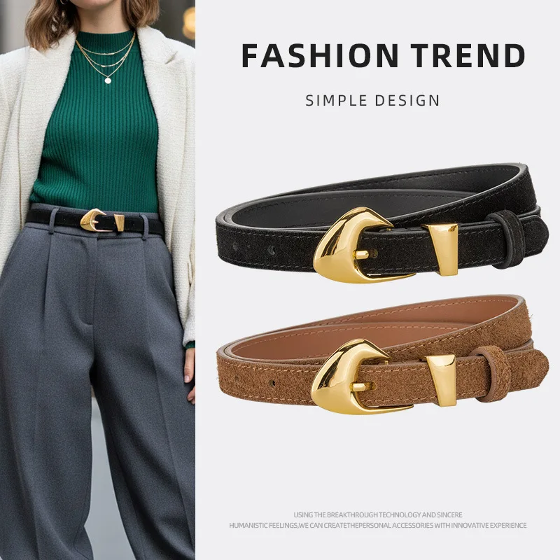 

New Genuine Leather Belt Women's Versatile Fashion Decorative Dress Jeans Cow Leather Belt Trendy