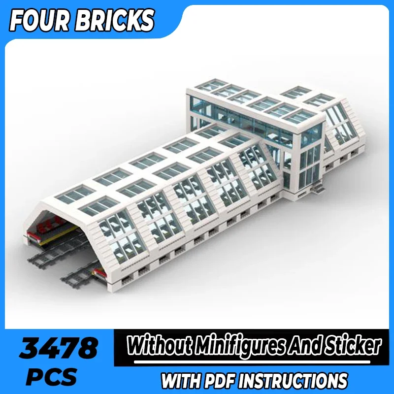 

City Street View Model Moc Building Bricks Modern Train Station Technology Modular Blocks Gifts Christmas Toys DIY Sets Assembly