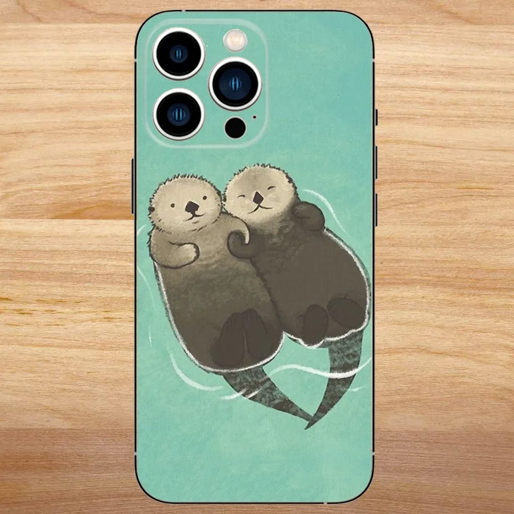 Cute Otter Lutra lutra Phone Case For iPhone15,14,13,12,11,Pro,Max,Plus,Mini,X,XS,XR,8,7,6,S,Plus,SE Soft Black Case