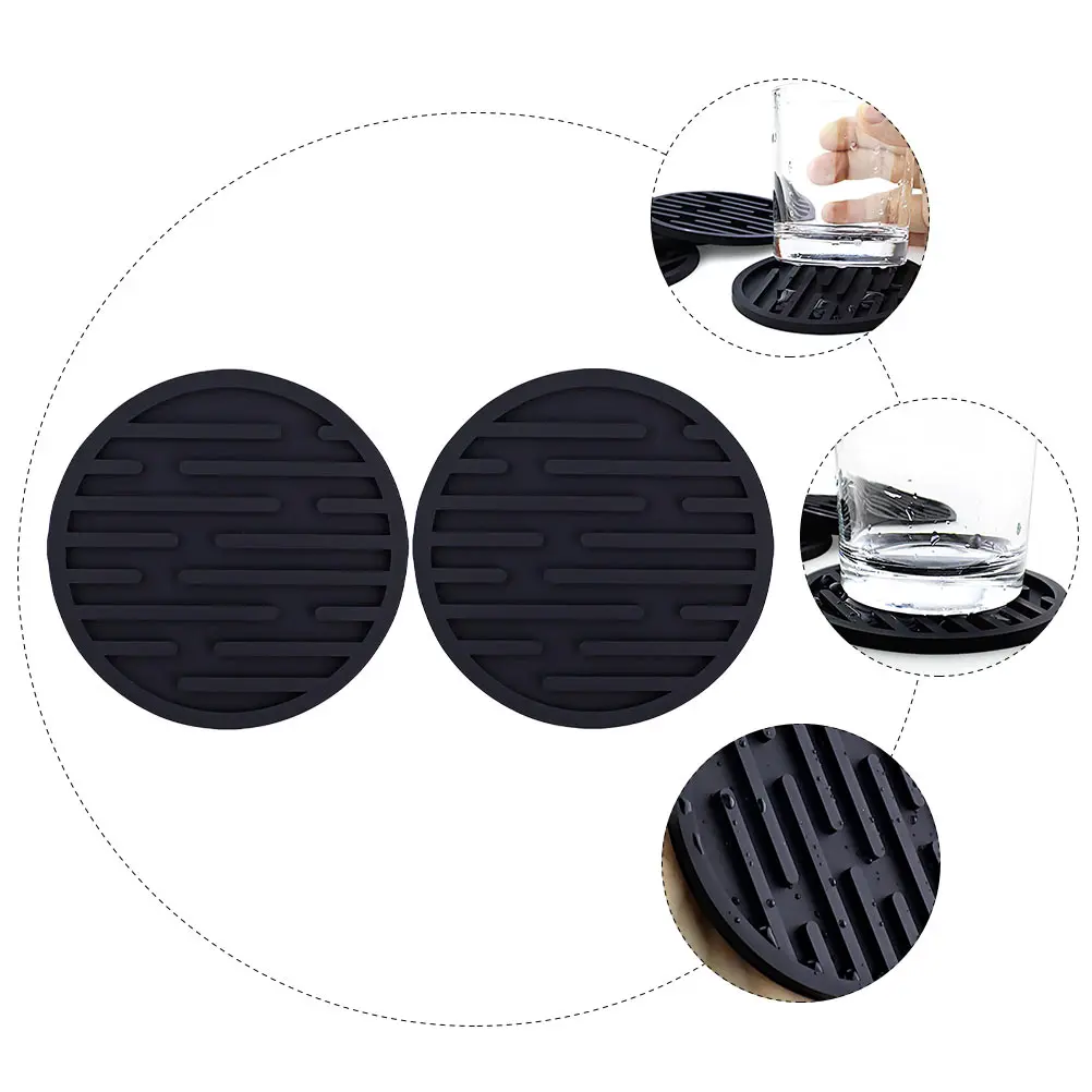 

4 Pcs Silicone Coaster Home Coasters Anti Skid Silica Gel Cup Mats Table Drink Round Mug Pad Easy Clean Water Resistant Non Fade