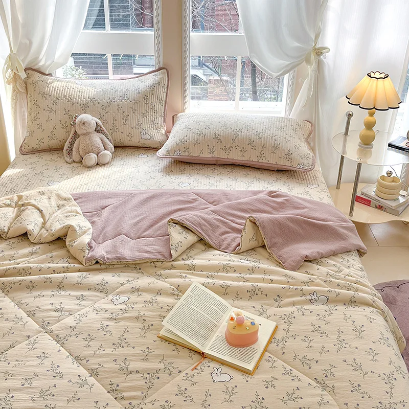 Cartoon Quilting Comforter 2026 New Washed Double‑Layer Gauze Summer Quilt Lightweight Air Conditioning Blanket for Children