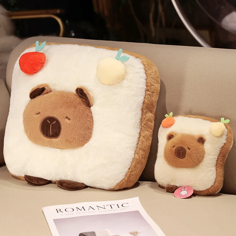 Kawaii Creative New Food Capybara Plush Doll Pillow Chips Toast Burger And Capybara Animal Plush Pillow Combination Home Decor