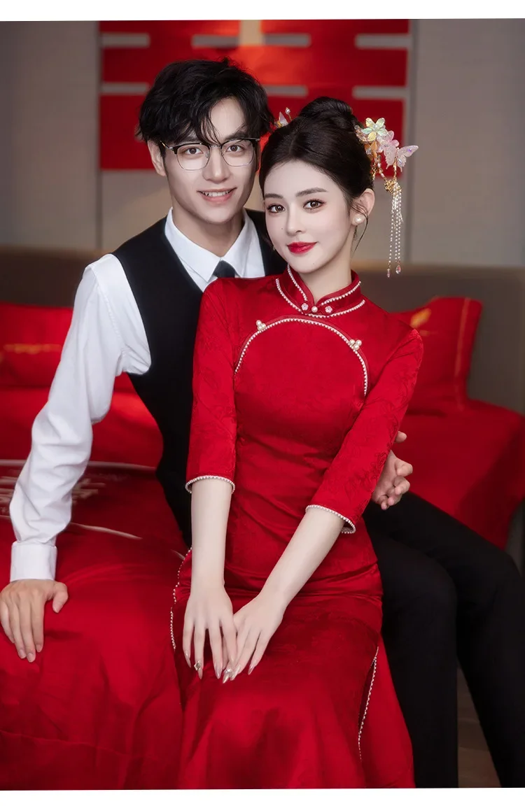 

Летнее улучшенное Cheongsam молодежное стильное темпераментное элитное ретро китайское свадебное платье Ципао для девочек для женщин, вечерние