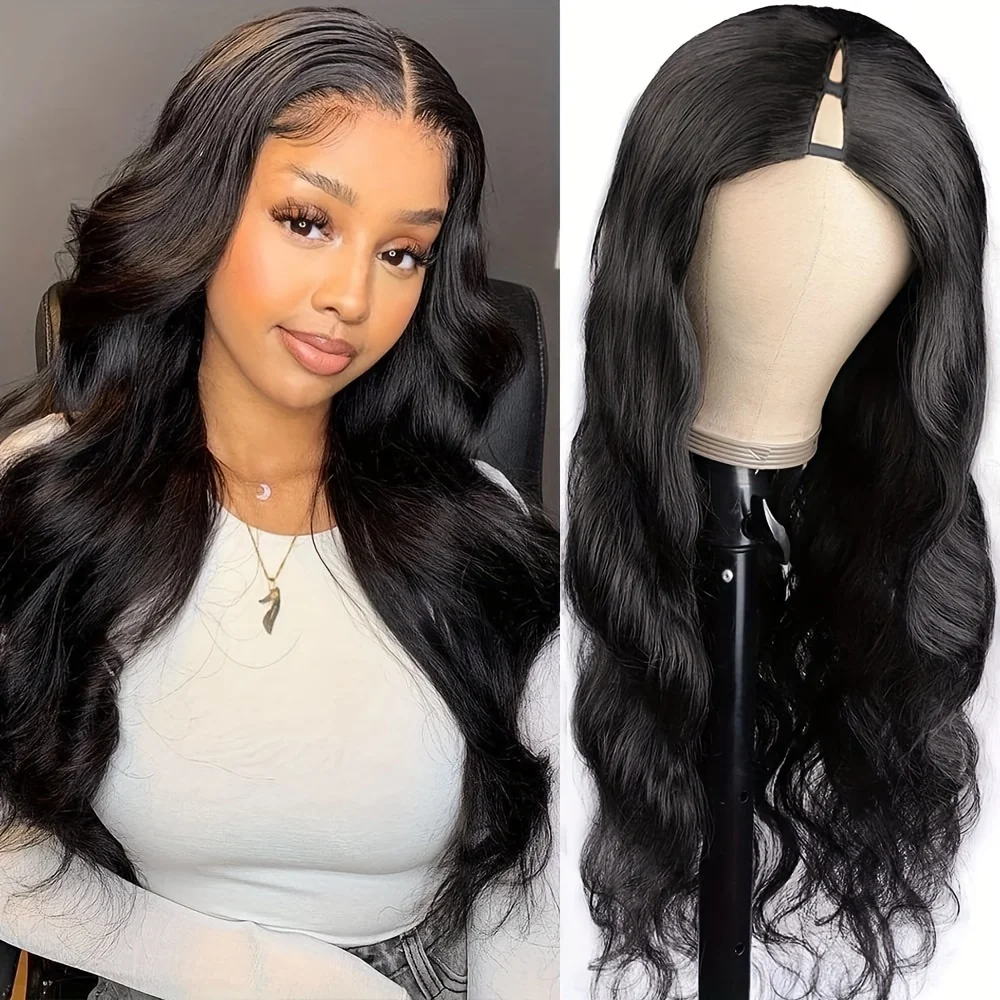 V Part Wigs Human Hair Body Wave Human Hair V Part Clip In Wigs No Leave Out Brazilian Remy Human Hair Wig Sale Natural Color