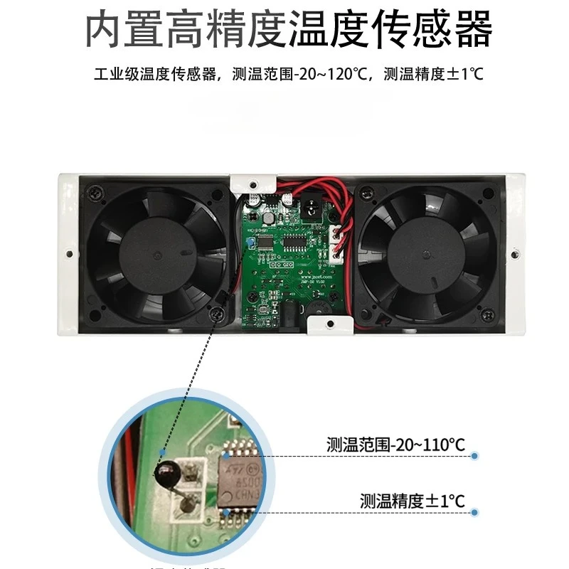 Temperature Controlled Cooling Fan for Weak Current Box 12V 24V with High Airflow Silent and Overheat Alarm for Cabinet