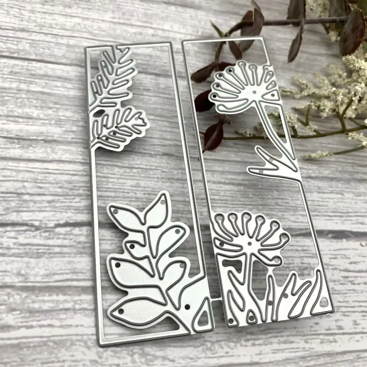 Two Style Long Hollow Dandelion Leaf Border Metal Cutting Dies DIY Plant Scrapbook Bookmark Card Embossing Craft Dies