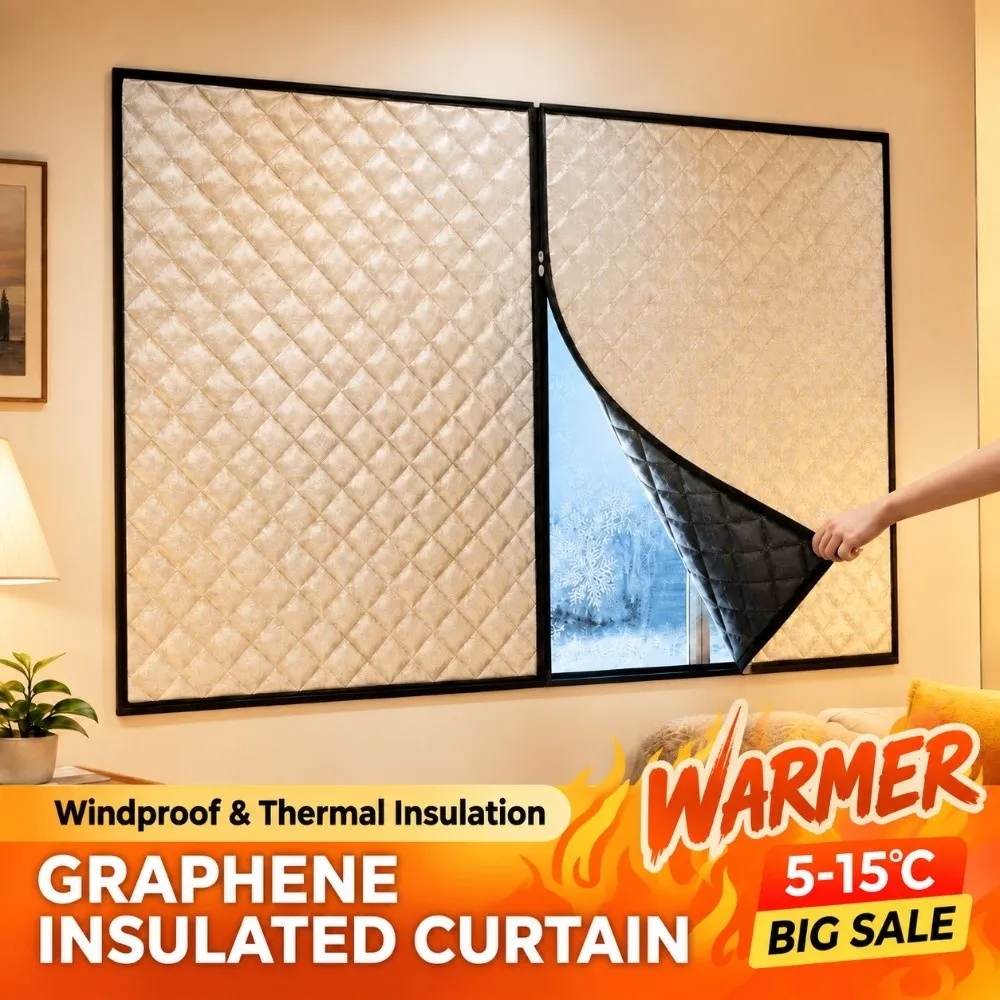 Thickened Material Thermal Insulation Curtains With Zipper Graphene Coating Cold Proof Curtains Sealing Design Heat Insulation
