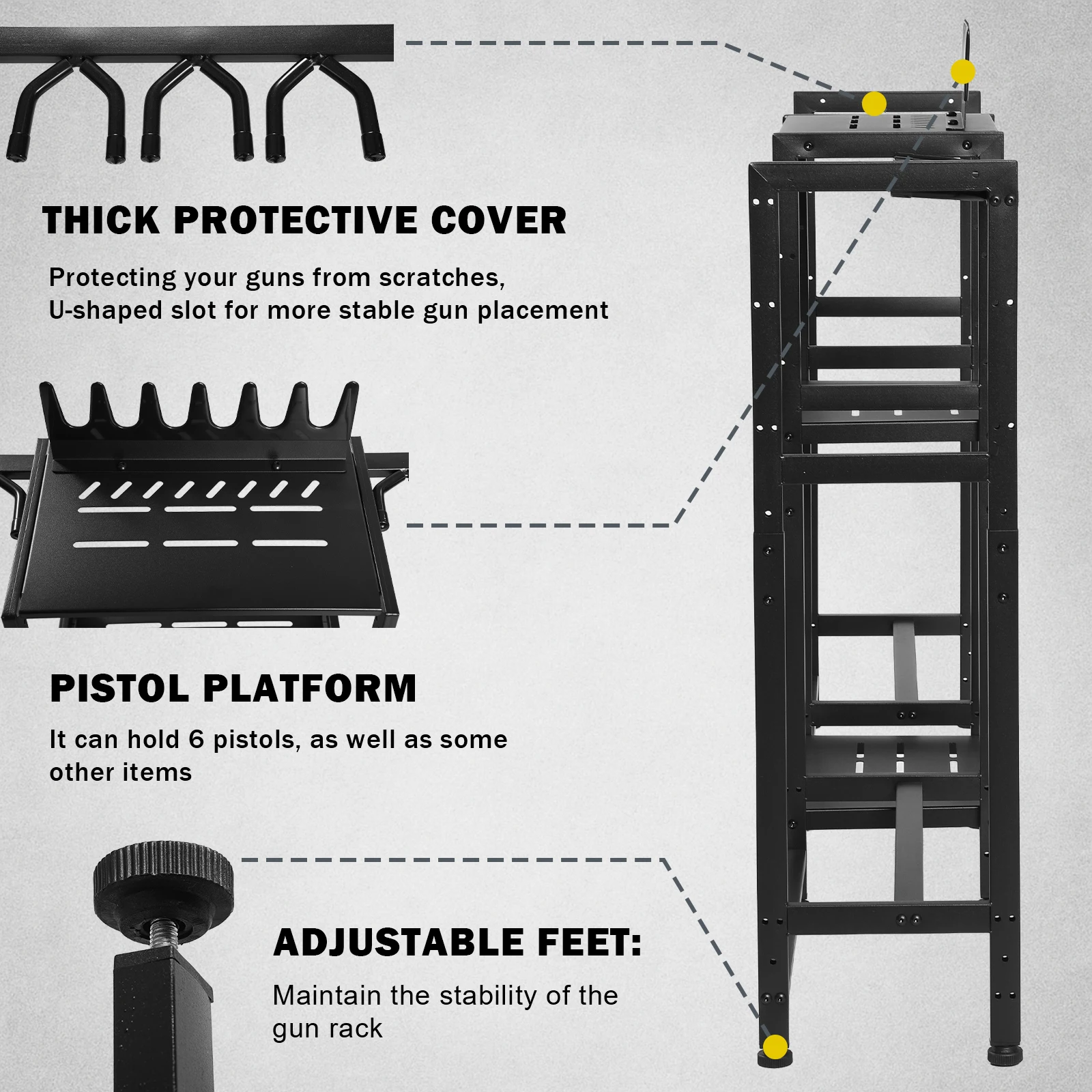 VOTAGOO Easy-to-Install Multifunctional Vertical Gun Rack, Wall Mount for Multiple Rifles and Pistols, Gun Storage Organizer