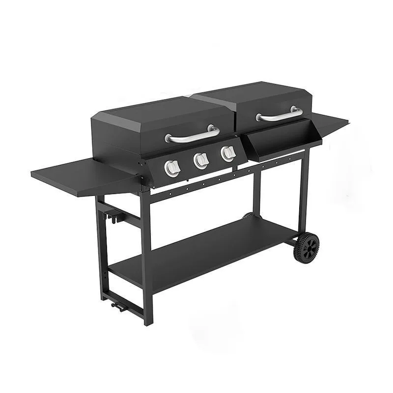 Griglia per barbecue a doppio uso in carbonio/gas per barbecue misto fumo all'aperto